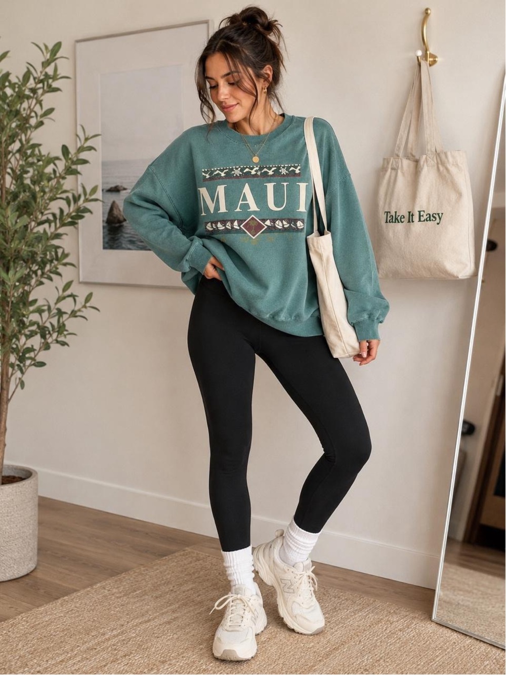 Fruit of the Loom Teal MAUI Graphic Sweatshirt